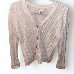 Talbots Cream Button-Up Cable Cardigan